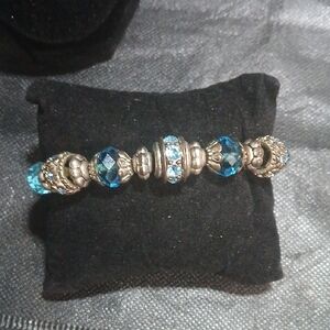 Chic Silver and Blue Crystal Bracelet